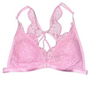NWOT Victoria's Secret Light Candy Pink Lace Bralette Front Close Medium